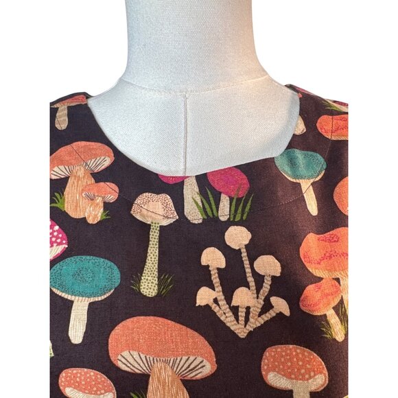 Princess Highway Size 2 Mushroom Print Short Sleeve Tiered Dress Linen Blend NWT - Picture 7 of 16